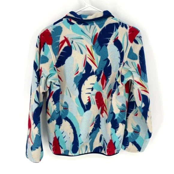 Patagonia Synchilla Blue and Red feathers designed Fleece pullover small - Picture 2 of 6